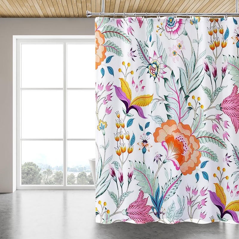 LLSCL Fabric Shower Curtain Liner with Magnets, Peacock Tail Waterproof Hotel Quality, 72 x 72 Machine Washable - Image 1